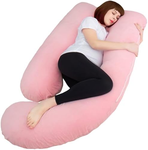 60 Inch U-Shaped Pregnancy Pillow with Velour Cover