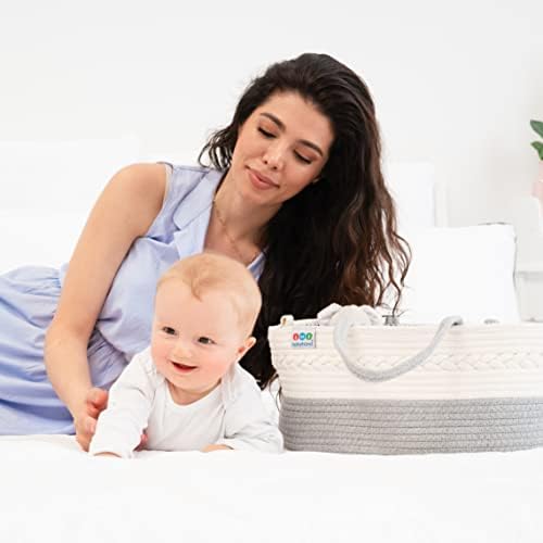 Extra Large Baby Diaper Caddy - Portable Cotton Nursery Basket