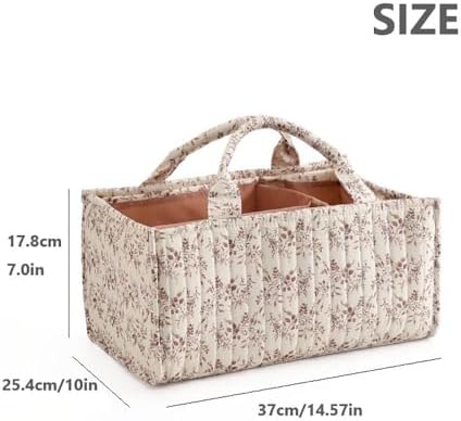 MOMIGO Floral Baby Diaper Caddy Organizer - Orange