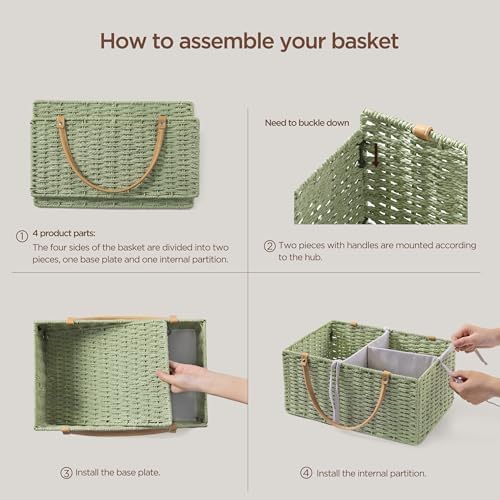 HBlife Green Baby Diaper Caddy with Paper Rope Storage