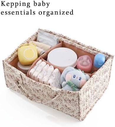 MOMIGO Floral Baby Diaper Caddy Organizer - Orange