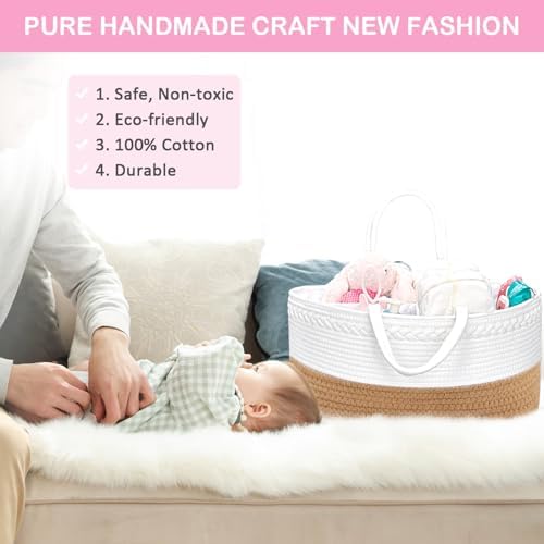 ABenkle X-Large Diaper Caddy Organizer Boho Rustic Cotton Basket