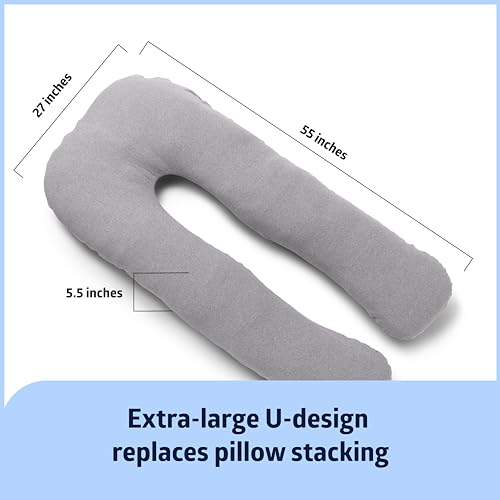 Medline Maternity Body Pillow U-Shape 27 x 55 Gray