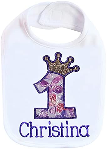 First Birthday Girl Bib with Custom Name Personalized