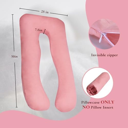 Pregnancy Pillow Cover U Shaped Maternity Support Soft Cotton Case Pink