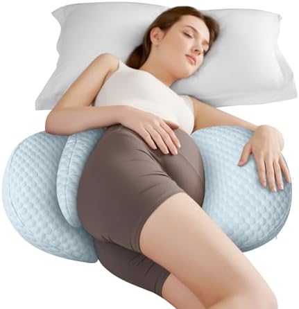Cooling Pregnancy Pillow with Memory Foam and Adjustable Support