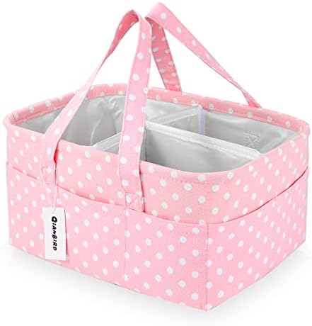 QiANBiRD Pink Diaper Caddy Organizer for Baby Girl