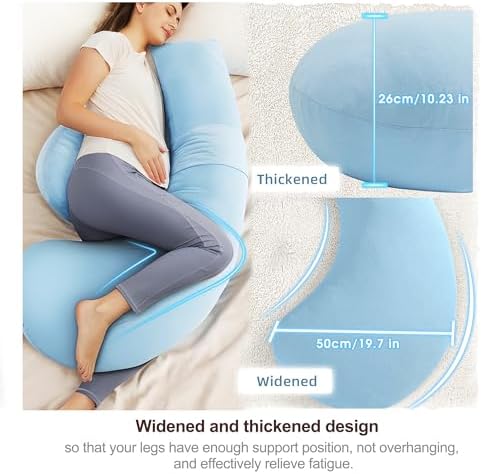 57 Inch J-Shaped Maternity Pillow with Removable Cover 1