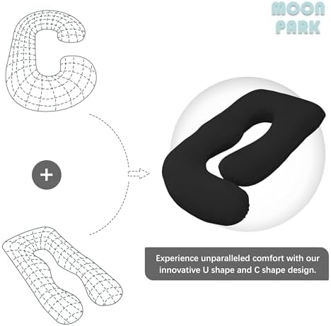 MOON PARK Full Body Pregnancy Pillow - U Shaped with Removable Cover