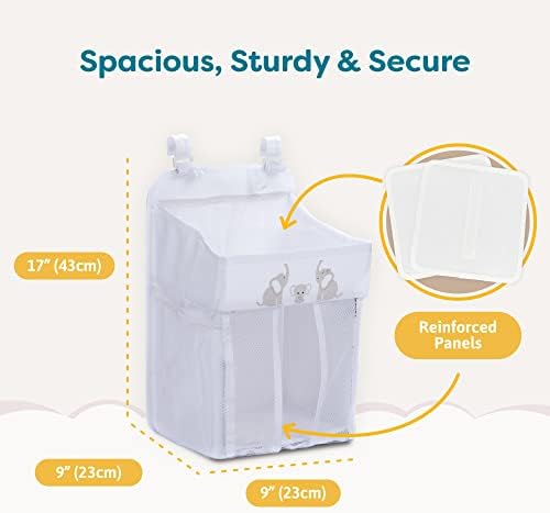 CRADLE STAR Hanging Diaper Caddy Organizer - 50 Diapers 17x9x9 Inches White