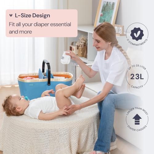 BabbleRoo Diaper Caddy - 23L Blue Organizing Basket
