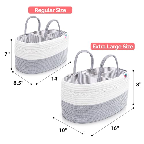 Babynma Rope Diaper Caddy - Gray Extra Large