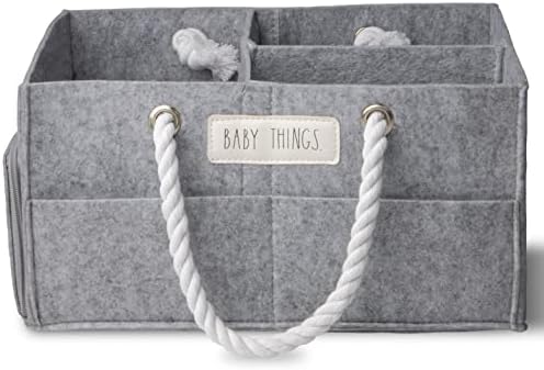 Rae Dunn Diaper Caddy Organizer Small Grey Felt