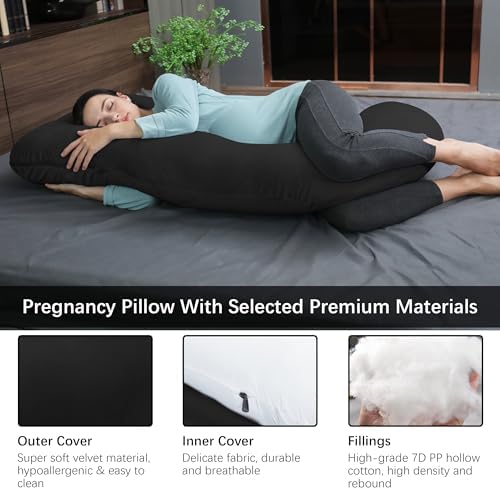 MOON PARK Full Body Pregnancy Pillow - U Shaped with Removable Cover