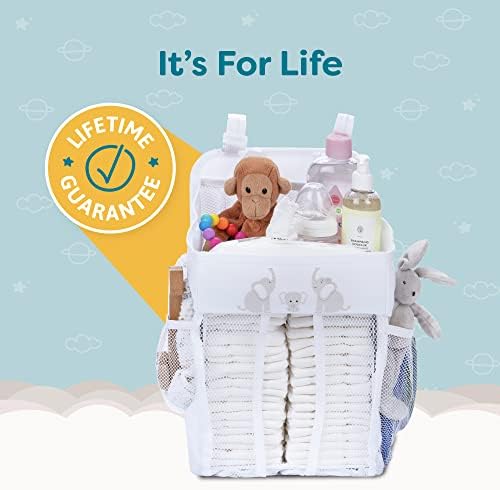 CRADLE STAR Hanging Diaper Caddy Organizer - 50 Diapers 17x9x9 Inches White