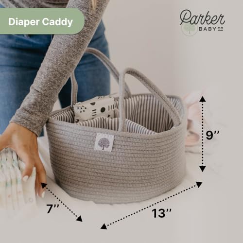 Parker Baby Rope Diaper Caddy - Gray 1