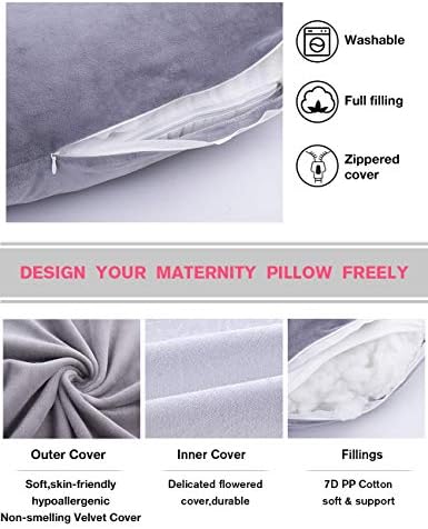 AS AWESLING Pregnancy Pillow with Removable Velvet Cover