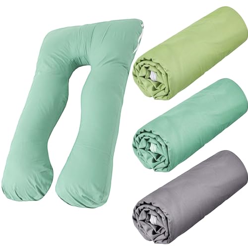 Hahafelt 3 Pcs Cotton Pregnancy Pillow Cover U Shaped