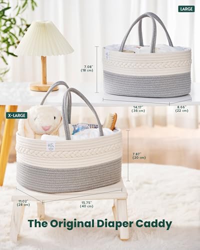 KiddyCare Woven Diaper Caddy Organizer Gray X-Large