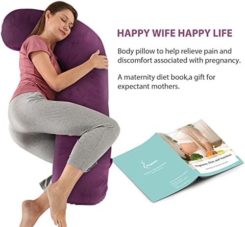 BATTOP Pregnancy Pillow with Dark Purple Cover 1