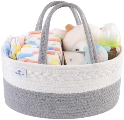 PHILORN Woven Diaper Caddy with Dividers