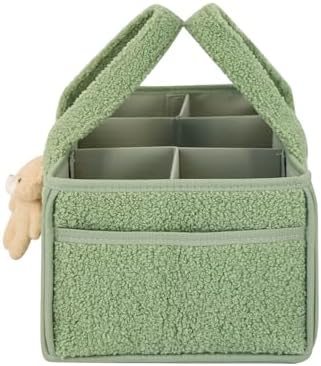 BuzzBloom Baby Teddy Diaper Caddy Organizer Sage 1