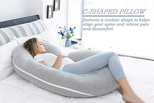 INSEN Pregnancy Pillow with Grey Jersey Cover