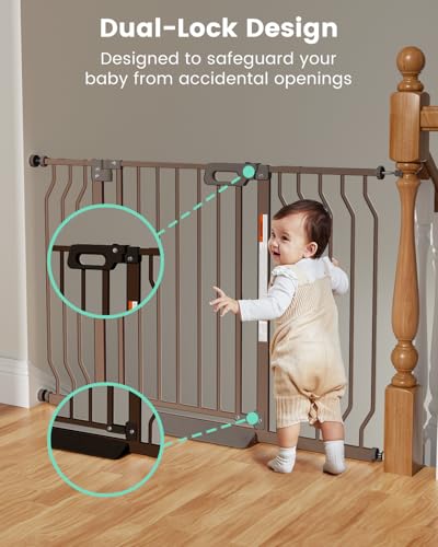 GROWNSY Baby Gate with Anti-Trip Pedal and V-Shaped Rods