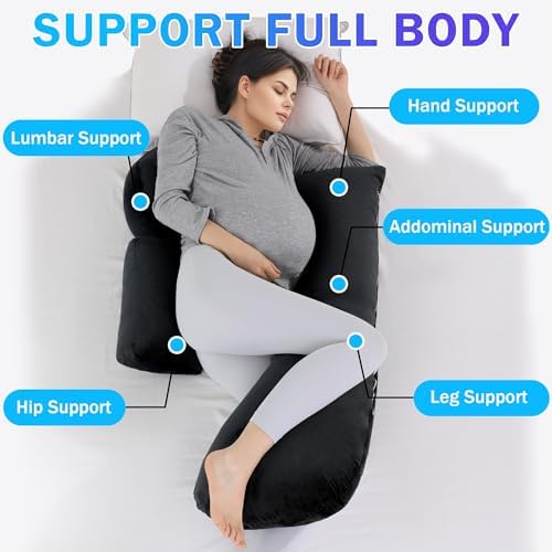 HOMBYS Shredded Memory Foam J-Shaped Maternity Pillow