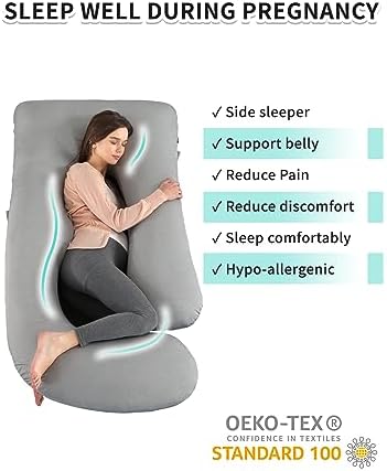 Wndys Dream Cooling Pregnancy Pillow for Full Body Support Grey