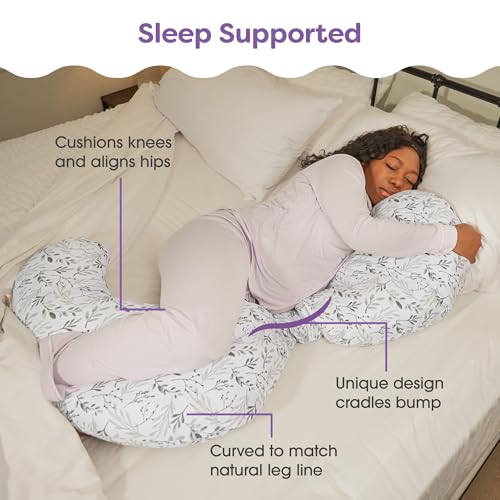 Boppy Total Body Pregnancy Pillow - Gray Scattered Leaves