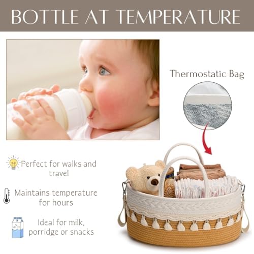 SEBRAM Diaper Caddy Organizer Brown
