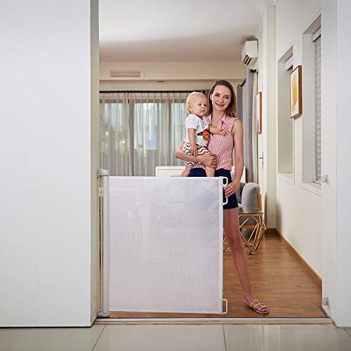 EasyBaby Extra Wide Retractable Baby Gate 33 Tall 71 Wide