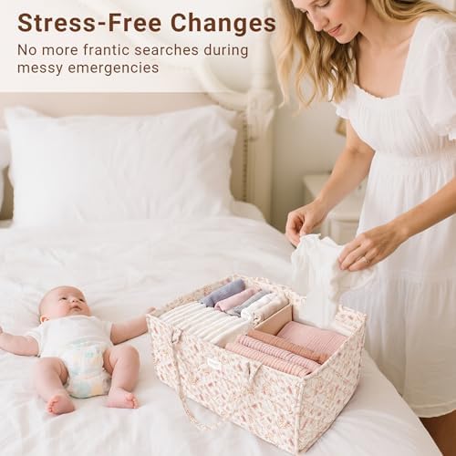 Konssy Baby Diaper Caddy Organizer Tote Bag