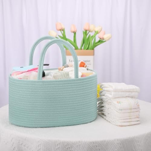 COMSE 2 Pack Baby Diaper Caddy Organizer Light Green