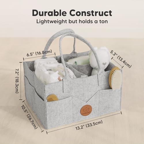 KeaBabies Baby Diaper Caddy Organizer with Handle - Classic Gray 1