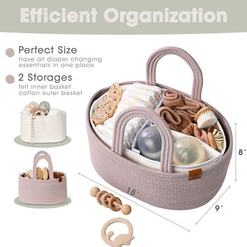 JJOO 2-in-1 Diaper Caddy Organizer with Water-Resistant Lining