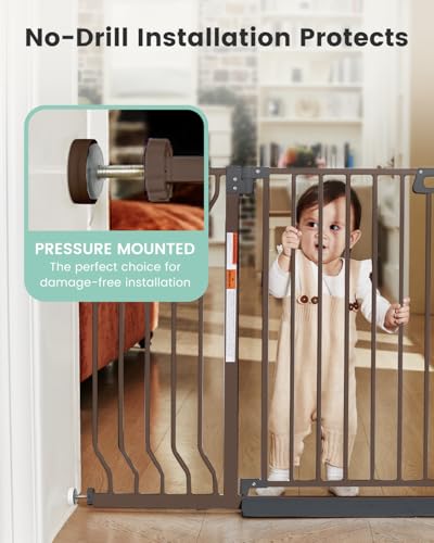 GROWNSY Baby Gate with Anti-Trip Pedal and V-Shaped Rods