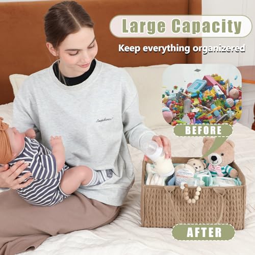 MOMINSIDE Diaper Caddy Organizer - Brown