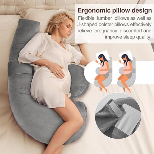 57 Inch J-Shaped Maternity Pillow for Side Sleepers 1