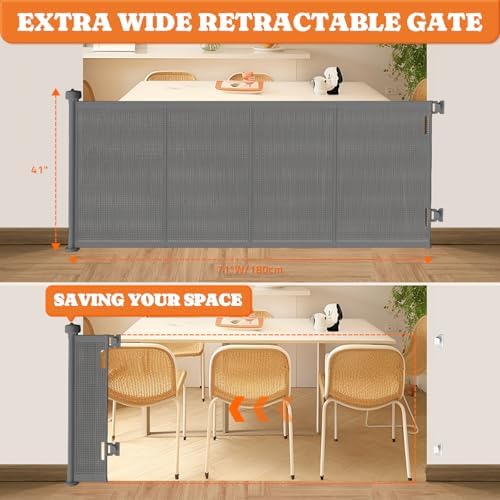 Pawtners 71 Retractable Baby Gate - Grey 1