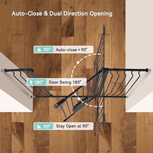 COMOMY Extra Wide Baby Gate with Cat Door and Auto Close