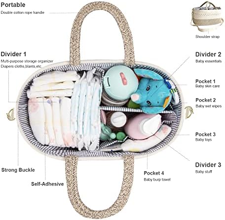 YeaYee Baby Diaper Caddy with 4 Pockets and Shoulder Strap