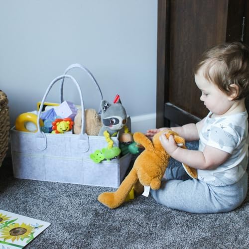 Acorn Baby Diaper Caddy Organizer - 15x9in Marble Gray Felt