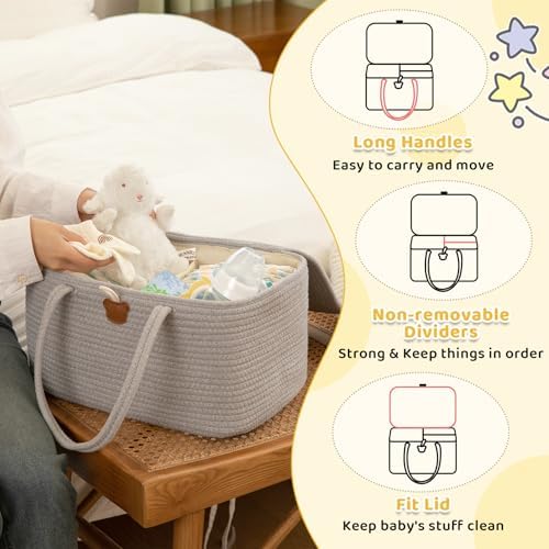 OIAHOMY Diaper Caddy Organizer for Baby - Grey