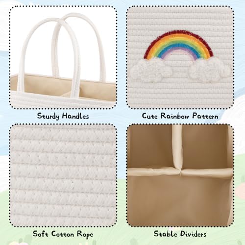 OIAHOMY Large Baby Diaper Caddy with Rainbow Design