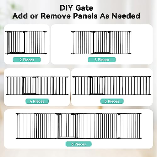 COMOMY 150 Wide Baby Gate with Door and 6 Panels