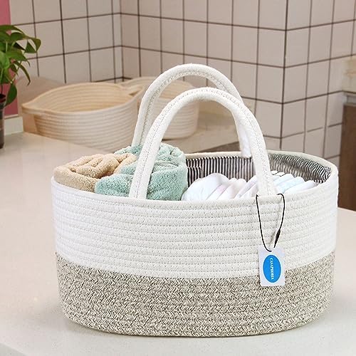 Casaphoria Cotton Rope Woven Caddy Basket with Handle