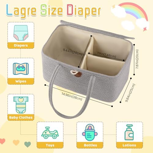 OIAHOMY Diaper Caddy Organizer for Baby - Grey
