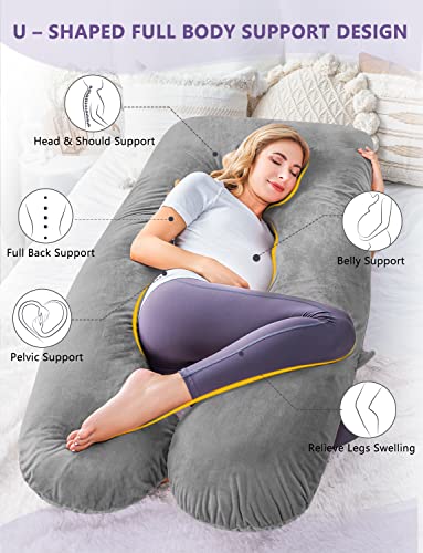 Meiz U Shaped Pregnancy Pillow with Removable Velvet Cover